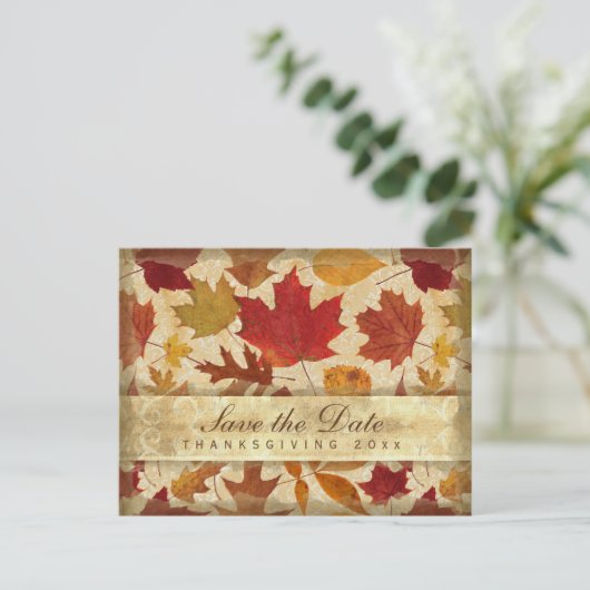 Thanksgiving Sparen de Datum in het najaar verlate Uitnodiging Briefkaart (Staand voorkant)