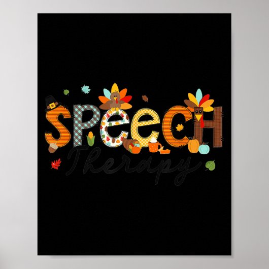 Thanksgiving Speech Therapy Thankful Slp Turkey Sp Poster (Voorkant)