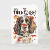 Thanksgiving Springer Dog Laten we het over Turkij Feestdagen Kaart (Voorkant)