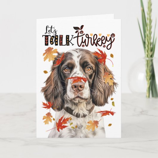 Thanksgiving Springer Dog Laten we het over Turkij Feestdagen Kaart (Voorkant)