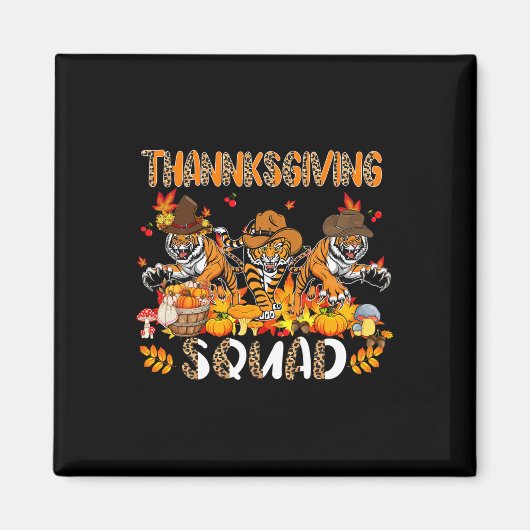 Thanksgiving Squad Leopard Drie Herfst Tigers Wear Magneet (Voorkant)