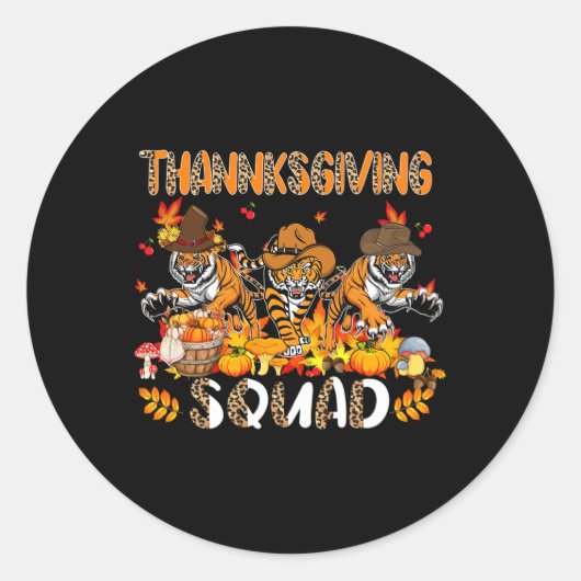 Thanksgiving Squad Leopard Drie Herfst Tigers Wear Ronde Sticker (Voorkant)