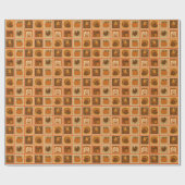 Thanksgiving Stamp Collage Cadeaupapier (Vlak)