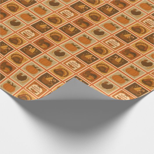 Thanksgiving Stamp Collage Cadeaupapier (Hoek)
