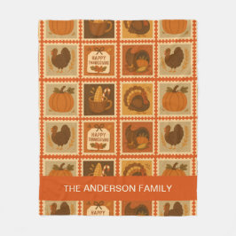 Thanksgiving Stamp Collage Gezellig Fleece Deken