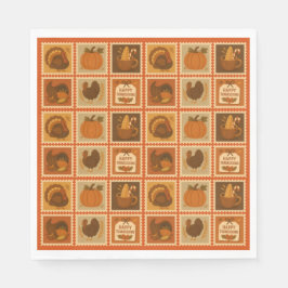 Thanksgiving Stamp Collage Papier Servet