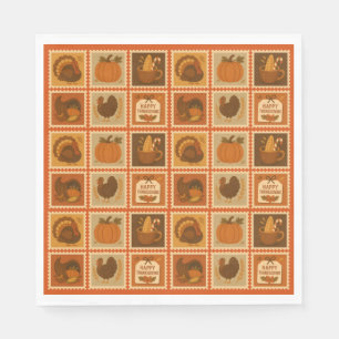 Thanksgiving Stamp Collage Papier Servet