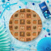 Thanksgiving Stamp Collage Party Borden Papieren Bordje (Feest)