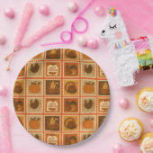 Thanksgiving Stamp Collage Party Borden Papieren Bordje (Feest)