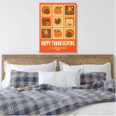 Thanksgiving Stamp Collage Wall Art Canvas Afdruk (Insitu (Slaapkamer))