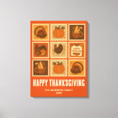 Thanksgiving Stamp Collage Wall Art Canvas Afdruk (Voorkant)