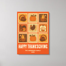 Thanksgiving Stamp Collage Wall Art Canvas Afdruk