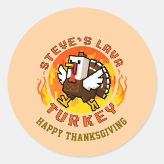 Thanksgiving Steve's Lava Turkey Bord Ronde Sticker