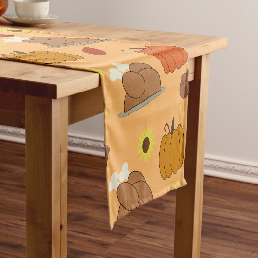 Thanksgiving Sticker Pattern Korte Tafelloper (Voorbeeld)