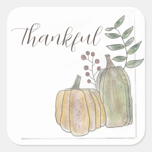 Thanksgiving Sticker | Vierkant | Dankbaar (Voorkant)