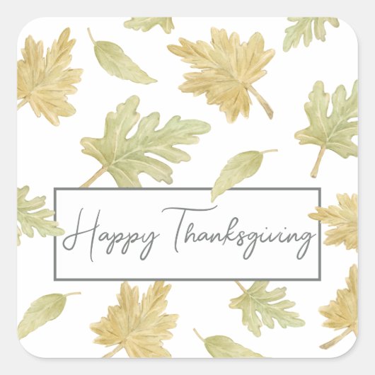 Thanksgiving Sticker – Watercolor Herfstbladeren (Voorkant)