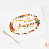 Thanksgiving Stickers/bladeren en bloemen Ovale Sticker (Envelop)