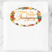 Thanksgiving Stickers/bladeren en bloemen Ovale Sticker (Tas)