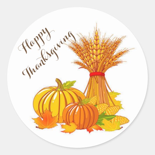 Thanksgiving Stickers/Happy Thanksgiving Ronde Sticker (Voorkant)