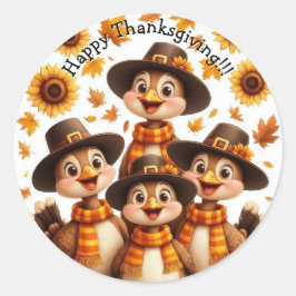 Thanksgiving-stickers met kalkoenen ronde sticker