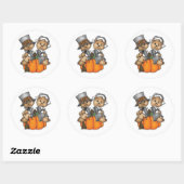 Thanksgiving Stickers/Pilgrim Beren Ronde Sticker (Vel)