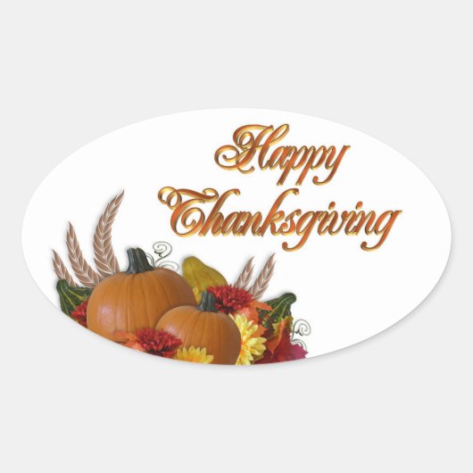 Thanksgiving Stickers/pompoenen Ovale Sticker (Voorkant)