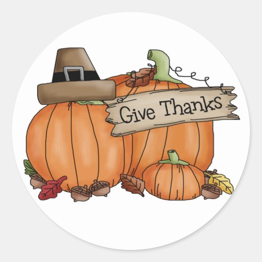 Thanksgiving Stickers/pompoenen Ronde Sticker (Voorkant)