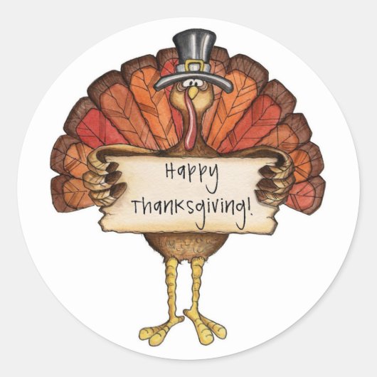Thanksgiving Stickers/Turkije Ronde Sticker (Voorkant)