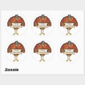 Thanksgiving Stickers/Turkije Ronde Sticker (Vel)