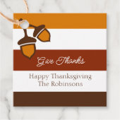 Thanksgiving Strepen en Eikels Bedankjes Labels (Voorkant)