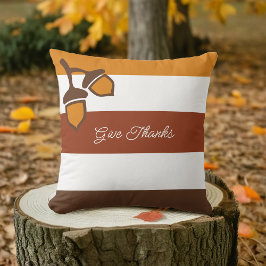 Thanksgiving Strepen en eikels Buitenkussen