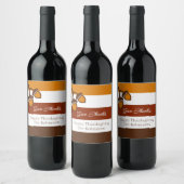 Thanksgiving Strepen en Eikels Wijn Etiket (Flessen)