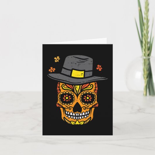 Thanksgiving Suiker Schedel Pelgrim Herfst Mexicaa Kaart (Voorkant)