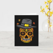 Thanksgiving Suiker Schedel Pelgrim Herfst Mexicaa Kaart (Gele Bloem)