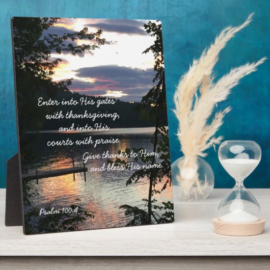 Thanksgiving Sunrise Psalm 100:4 Photo Squam Lake Fotoplaat (Zijkant)