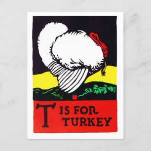  Thanksgiving T is voor Turkije Retro Briefkaart