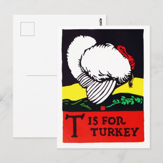 Thanksgiving T is voor Turkije Retro Briefkaart (Voorkant / Achterkant)