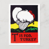 Thanksgiving T is voor Turkije Retro Briefkaart (Voorkant)
