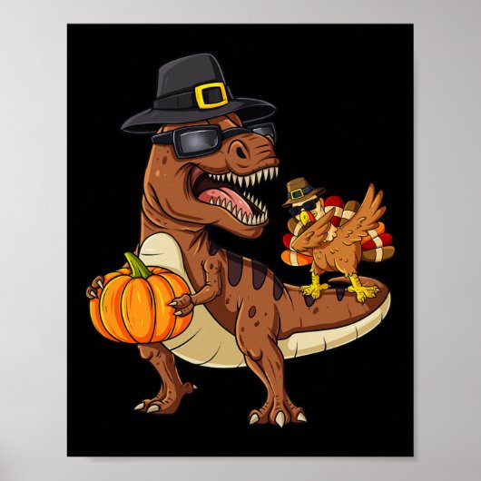 Thanksgiving T Rex Dabbing Turkije Leuke Jongens M Poster (Voorkant)