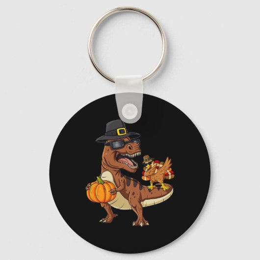 Thanksgiving T Rex Dabbing Turkije Leuke Jongens M Sleutelhanger (Voorkant)