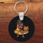 Thanksgiving T Rex Dabbing Turkije Leuke Jongens M Sleutelhanger (Achterkant)