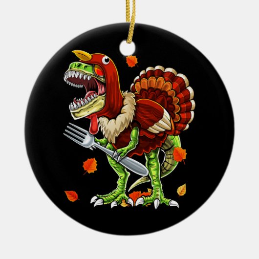 Thanksgiving T Rex Dinosaur Funny Turkey Costume Keramisch Ornament (Voorkant)