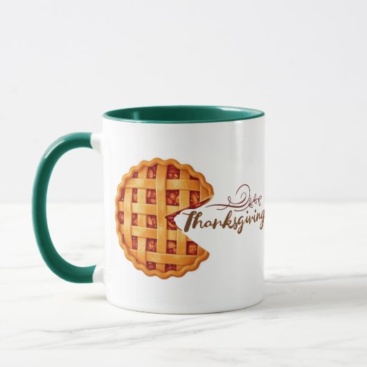 Thanksgiving Taart Slice Retro Arcade Groen Handva Mok (Links)