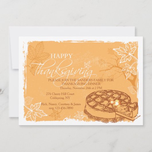 Thanksgiving Taart Uitnodiging (Voorkant)