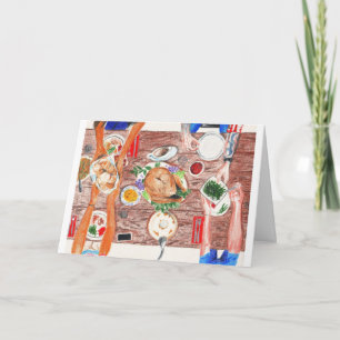Thanksgiving tabel feestdagen kaart