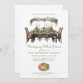 Thanksgiving tabel | Potluck diner uitnodiging (Voorkant / Achterkant)