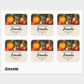 Thanksgiving Table Bounful Harvest Kitchen Vierkante Sticker (Vel)