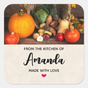 Thanksgiving Table Bounful Harvest Kitchen Vierkante Sticker