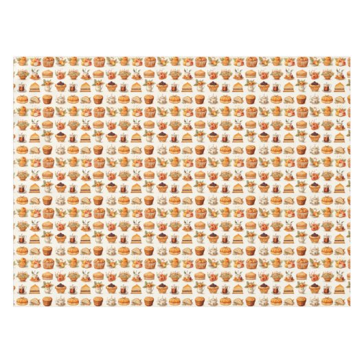 Thanksgiving Tablecloth Decor – Bread, Pie & Coffe Tafelkleed (Voorkant (Horizontaal))