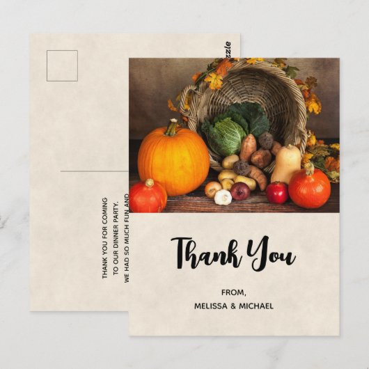 Thanksgiving Tafel Bounful Harvest Dank u wel Briefkaart (Voorkant / Achterkant)
